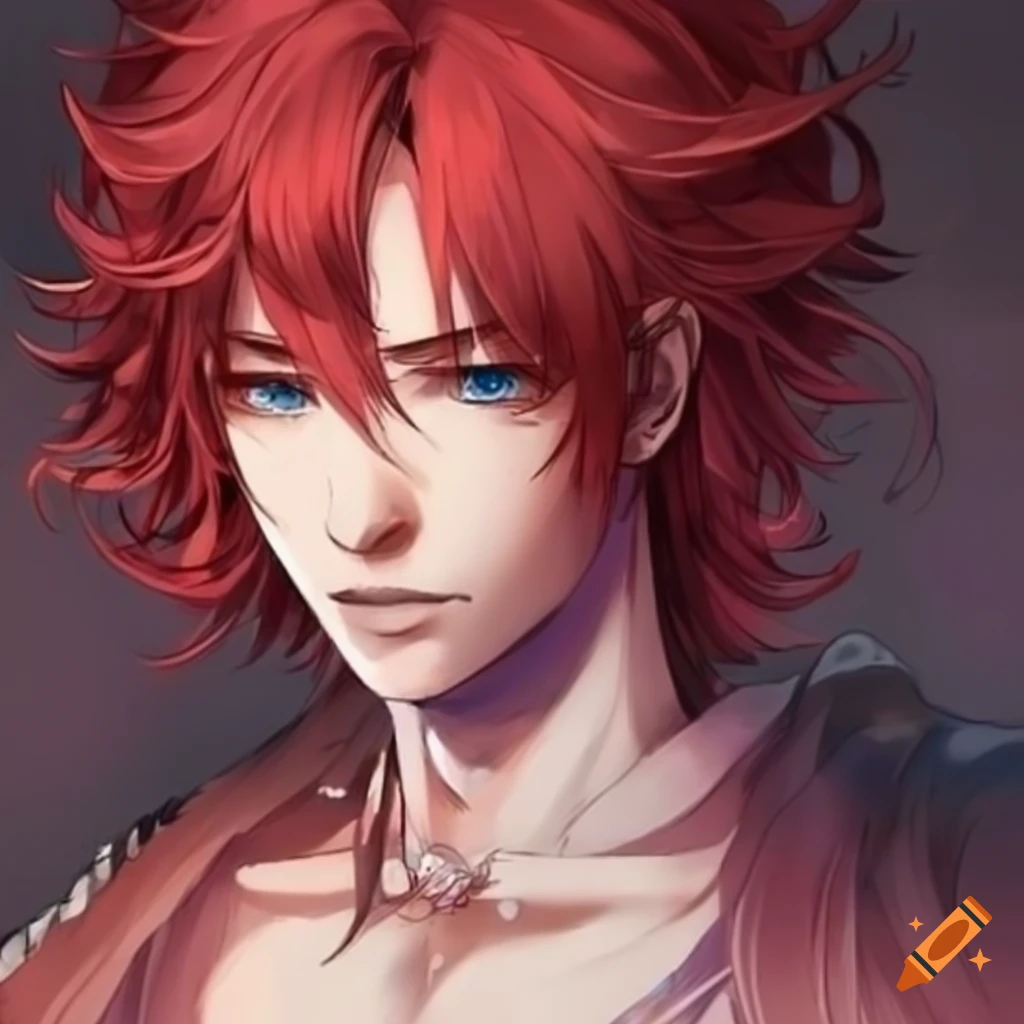Anime Character With Red Hair And Blue Eyes On Craiyon 