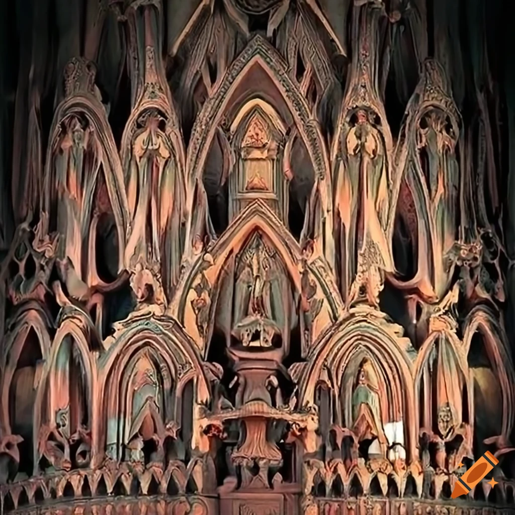 architectural carving with moth motif