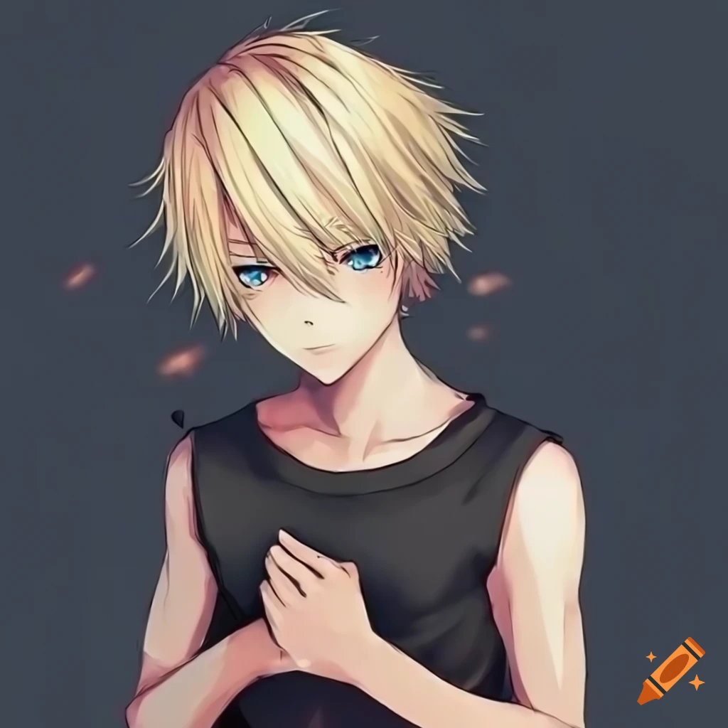 cool anime boy with blonde hair and intense gaze