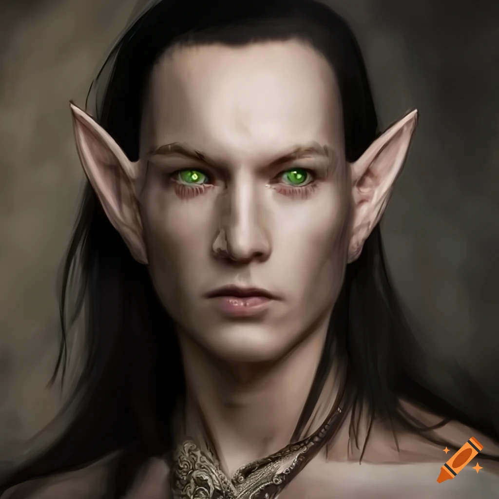 Portrait Of A Mature Male Moon Elf On Craiyon