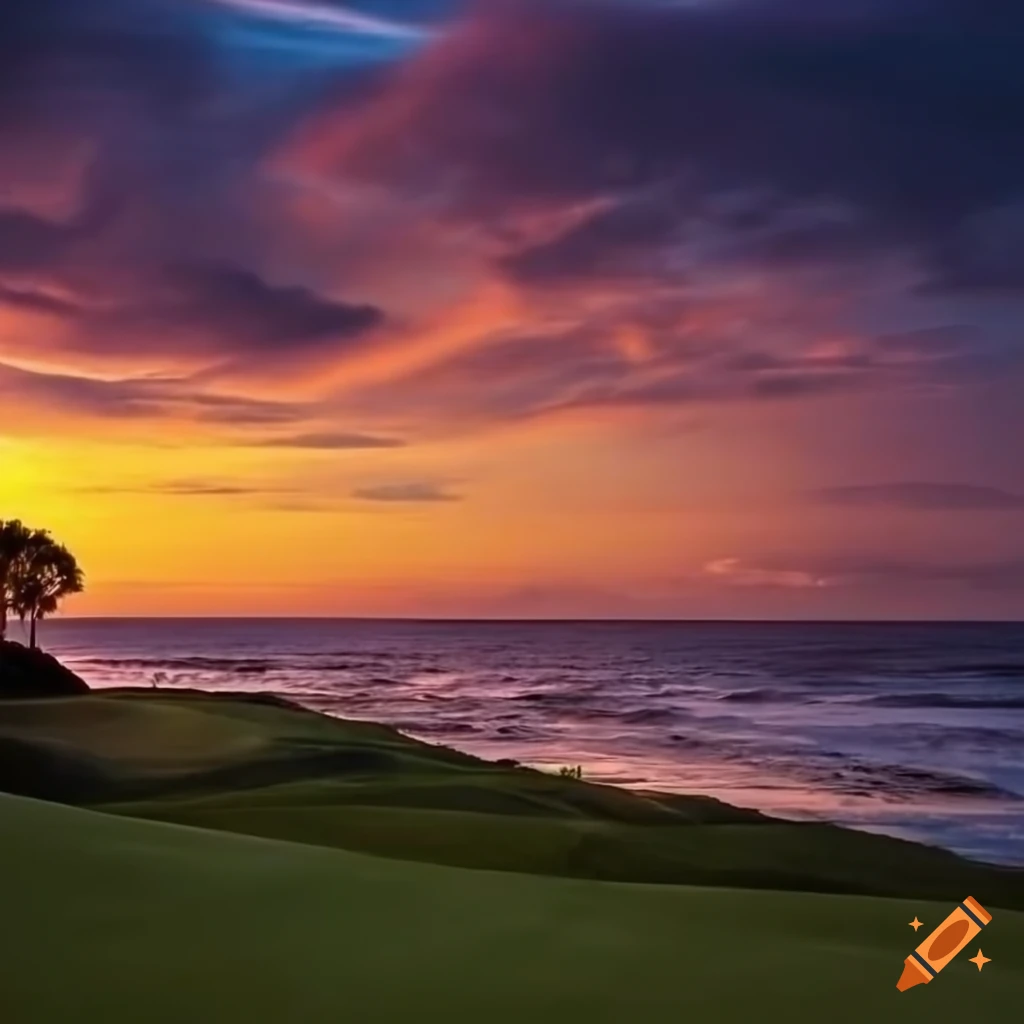 Sunset over cypress point golf course on Craiyon