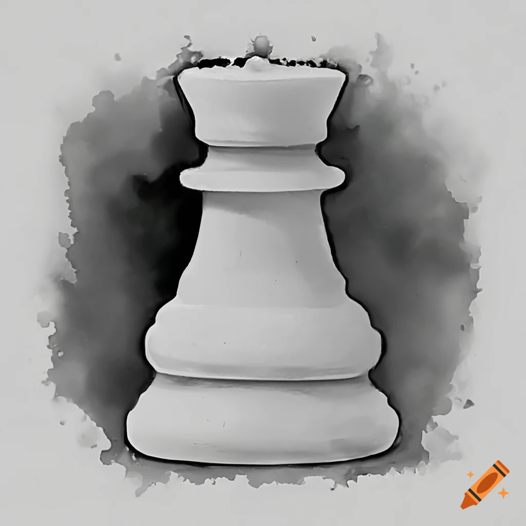 Drawing on white background of someone moving a pawn on a chess board with  impact effects