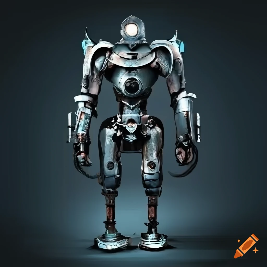 Photo realistic image of a powerful robotic knight on Craiyon