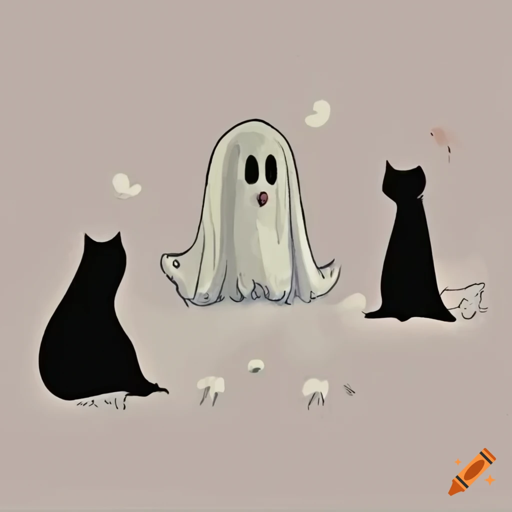 Ghost and a cat illustration