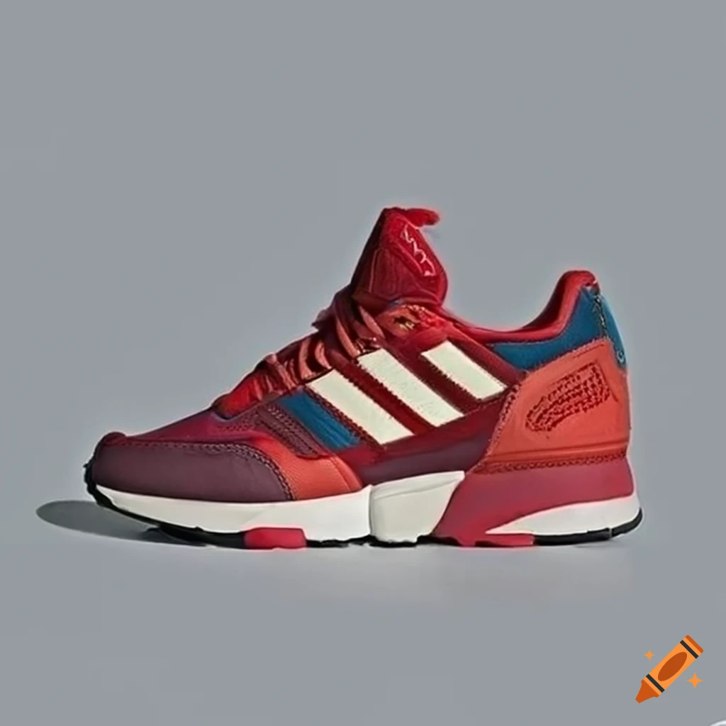 Red adidas zx 1000 shoes on Craiyon