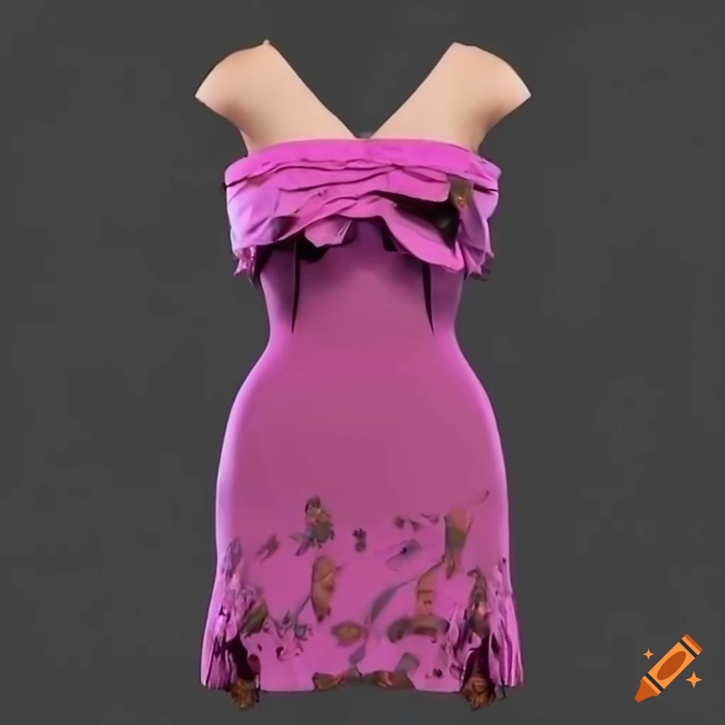 3d rendering of a vibrant high-res mini dress with a bardot neckline