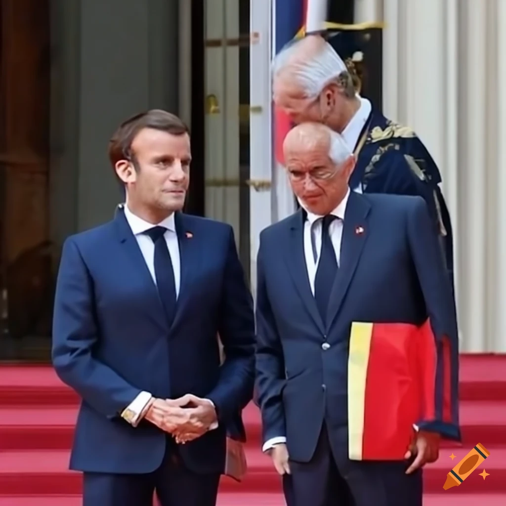 image of Macron holding the flag of Spain