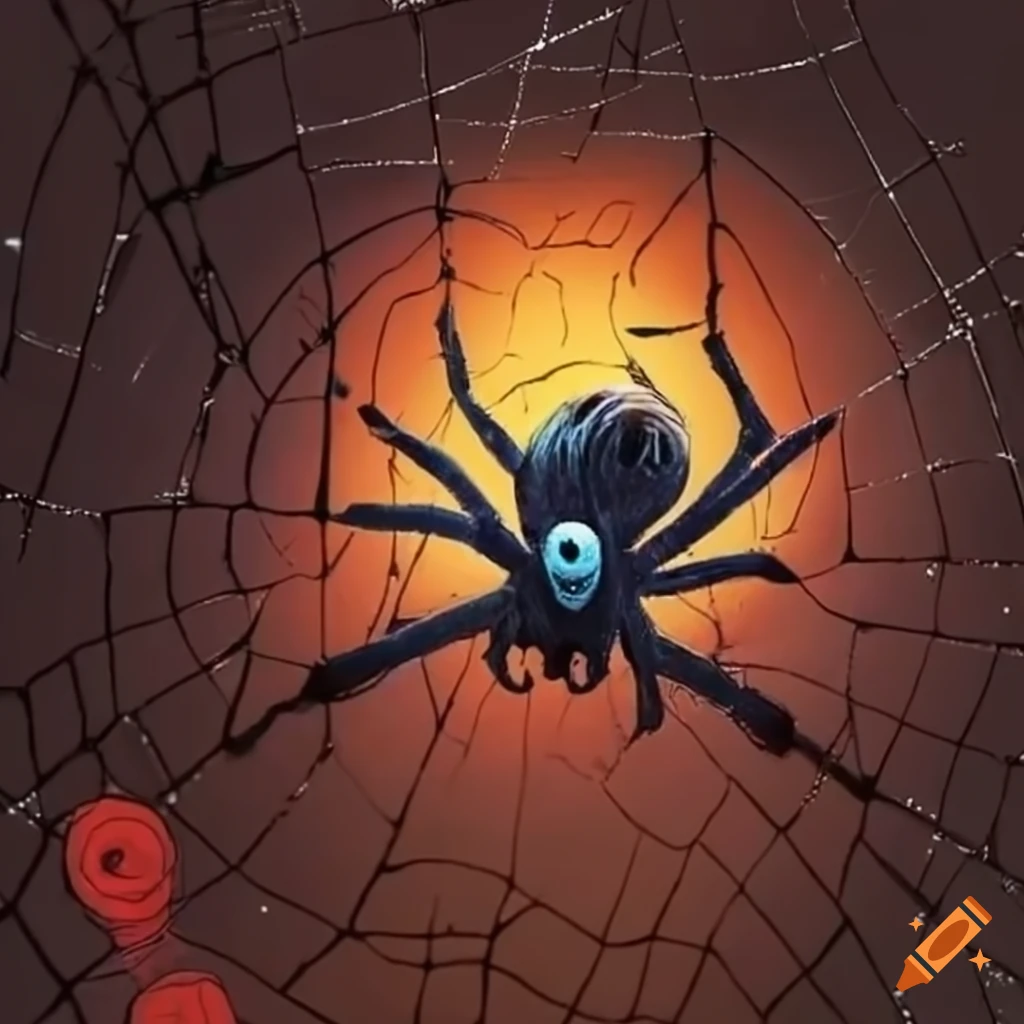 Quirky spider in tim burton style web on craiyon