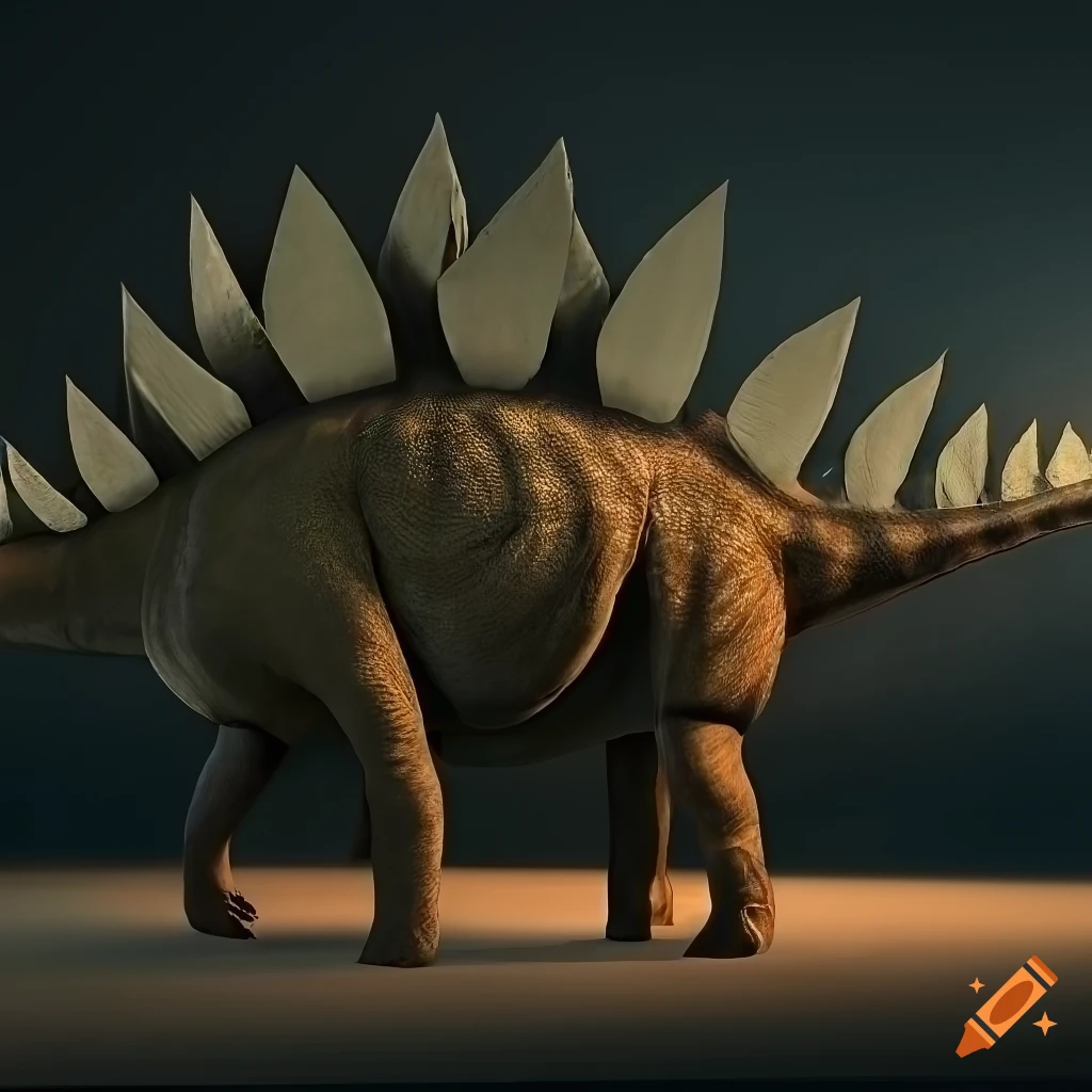striped stegosaurus with unique color pattern and textured skin
