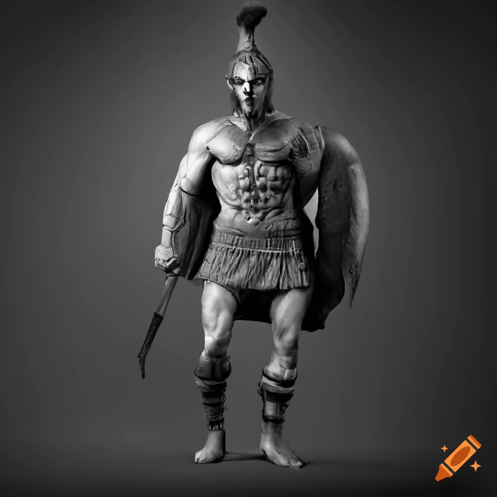 Black and white image of a spartan warrior
