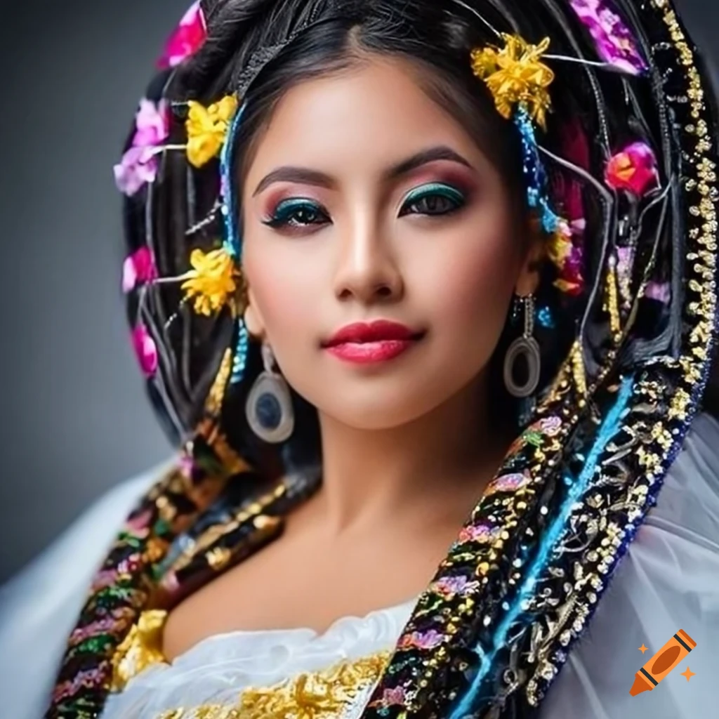 stunning hyper realistic portrait of a traditional Mexican girl