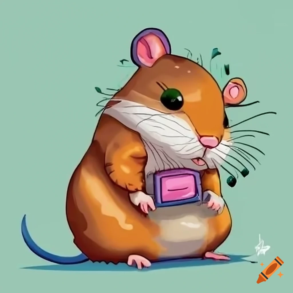 cartoon hamster playing video games