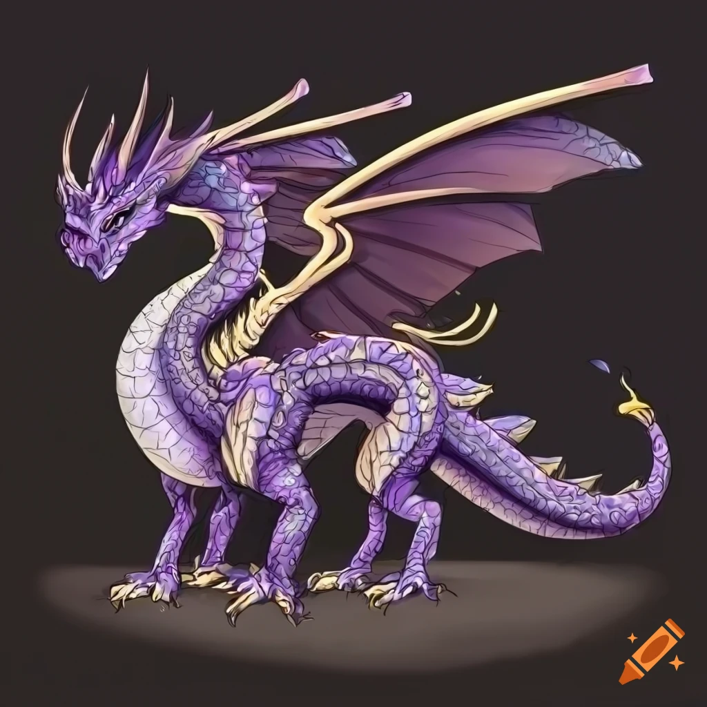 detailed illustration of a dragon in a side view