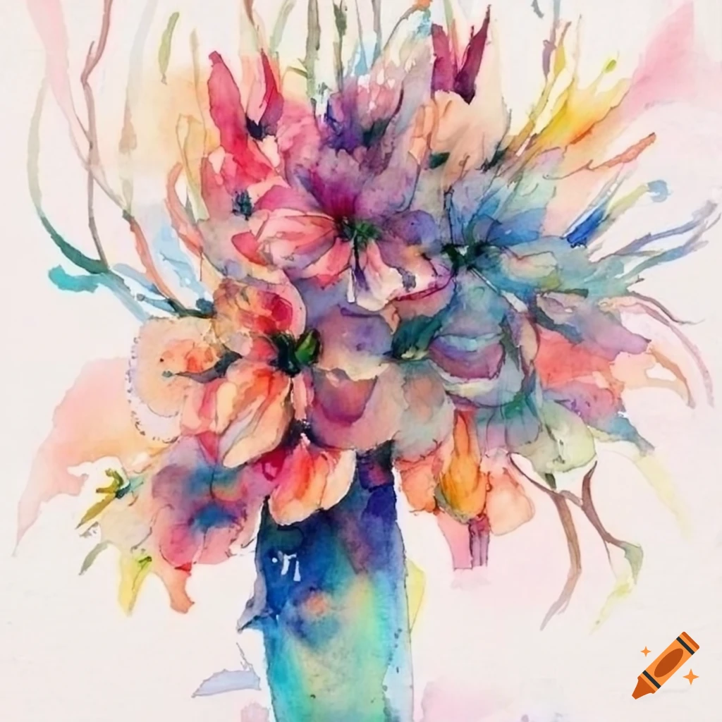 Loose Floral Abstract Watercolors, White Watercolor Paint 