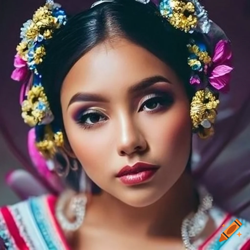 detailed portrait of a traditional Mexican girl