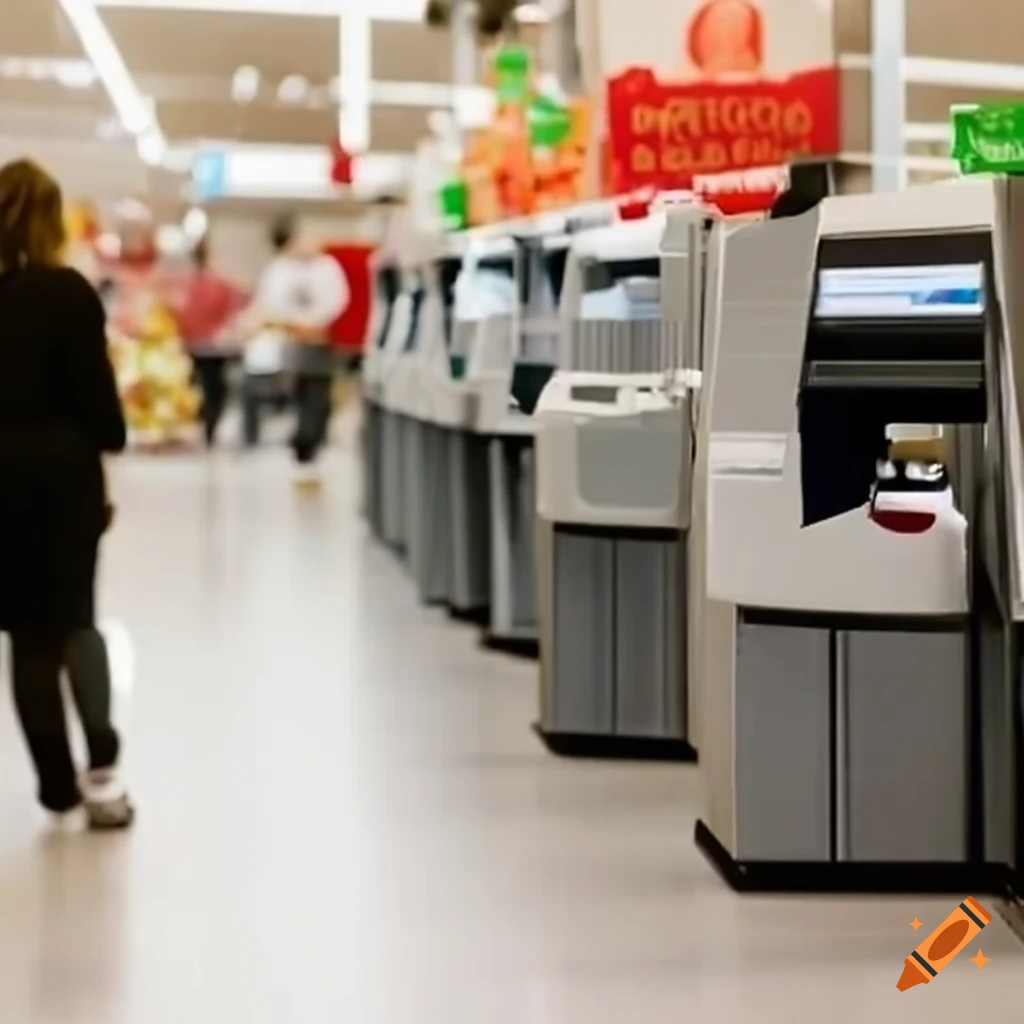 self-service checkout at a grocery store