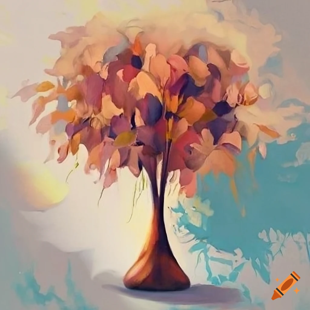 Modern botanical art on plain background