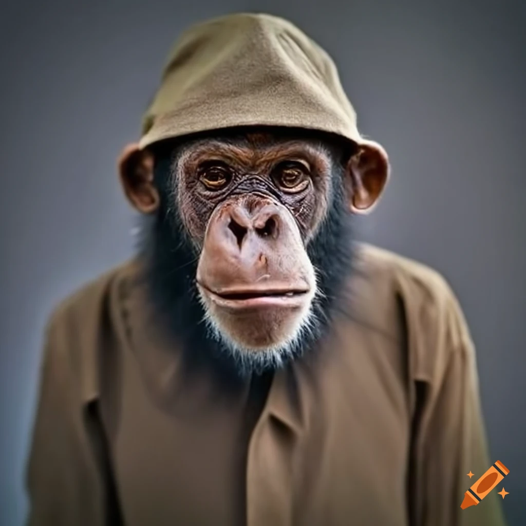 portrait of a detective chimpanzee