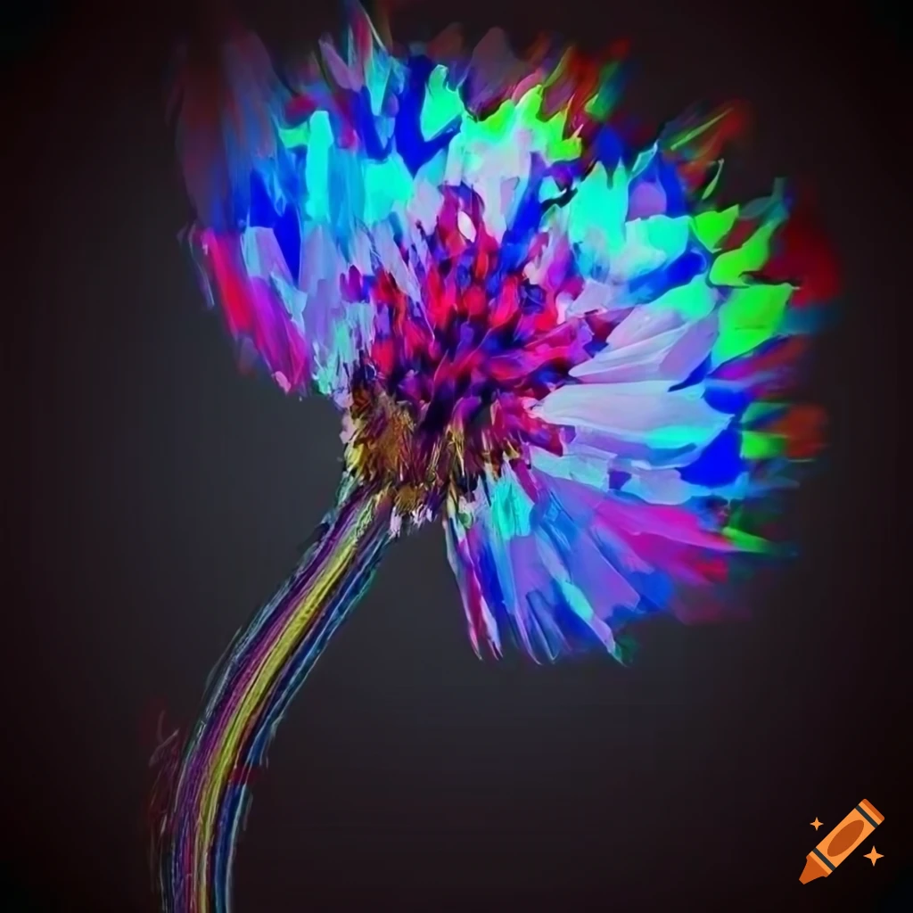 Vibrant abstract artwork of glitched cornflowers