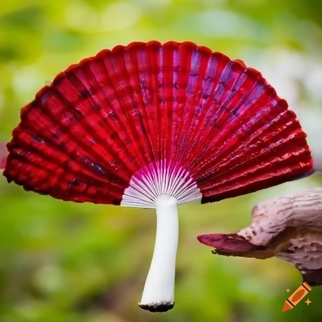 Colorful hand fan mushroom growing on Craiyon