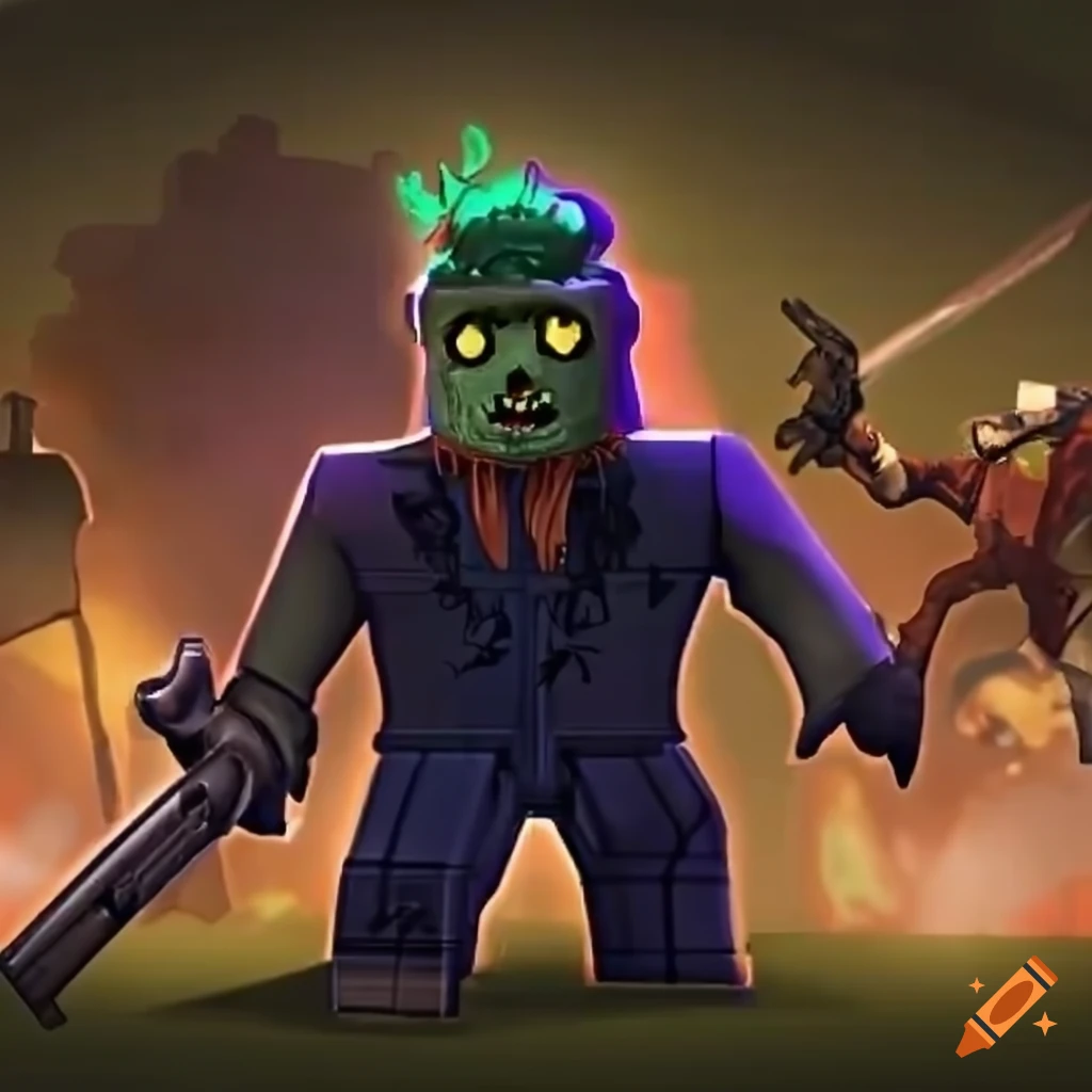Roblox icon with zombies in a dark forest