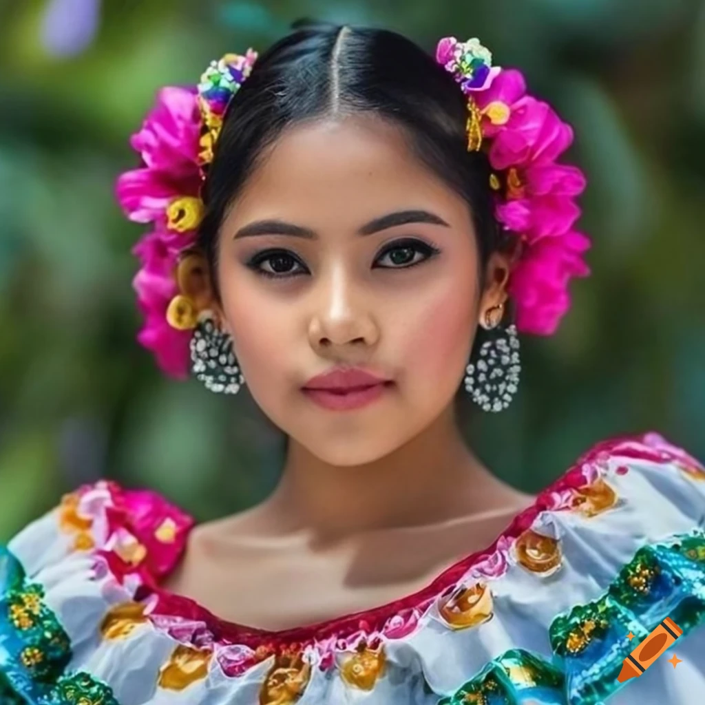 hyper realistic portrait of a traditional Mexican girl