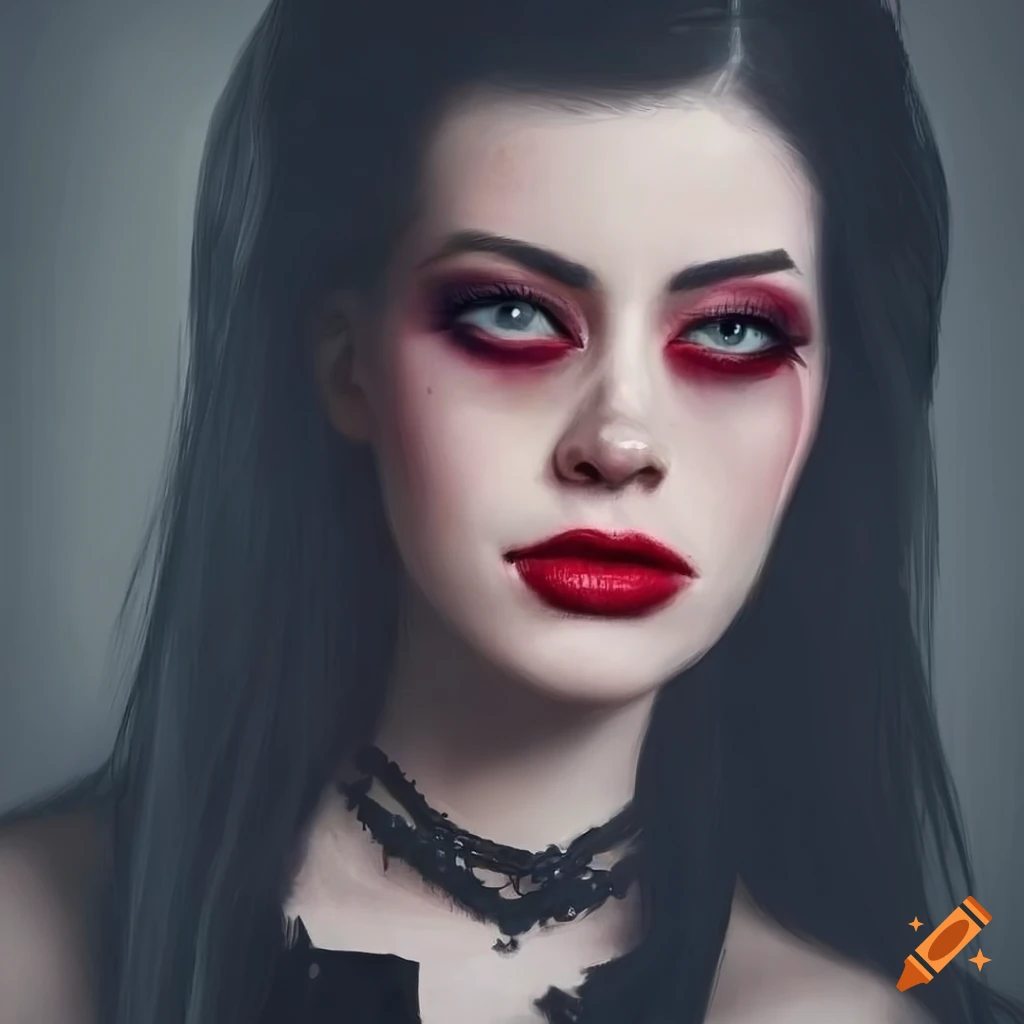 Hyper-realistic portrait of a young woman with gothic style