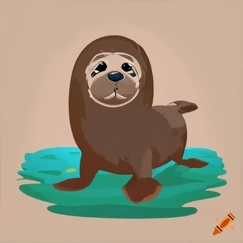 crayola drawing of a South American fur seal