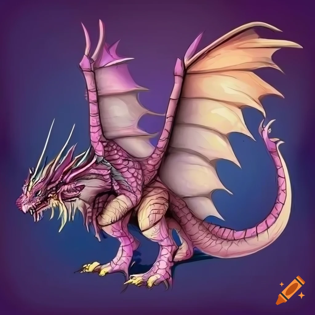 Side view of a detailed dragon illustration on Craiyon