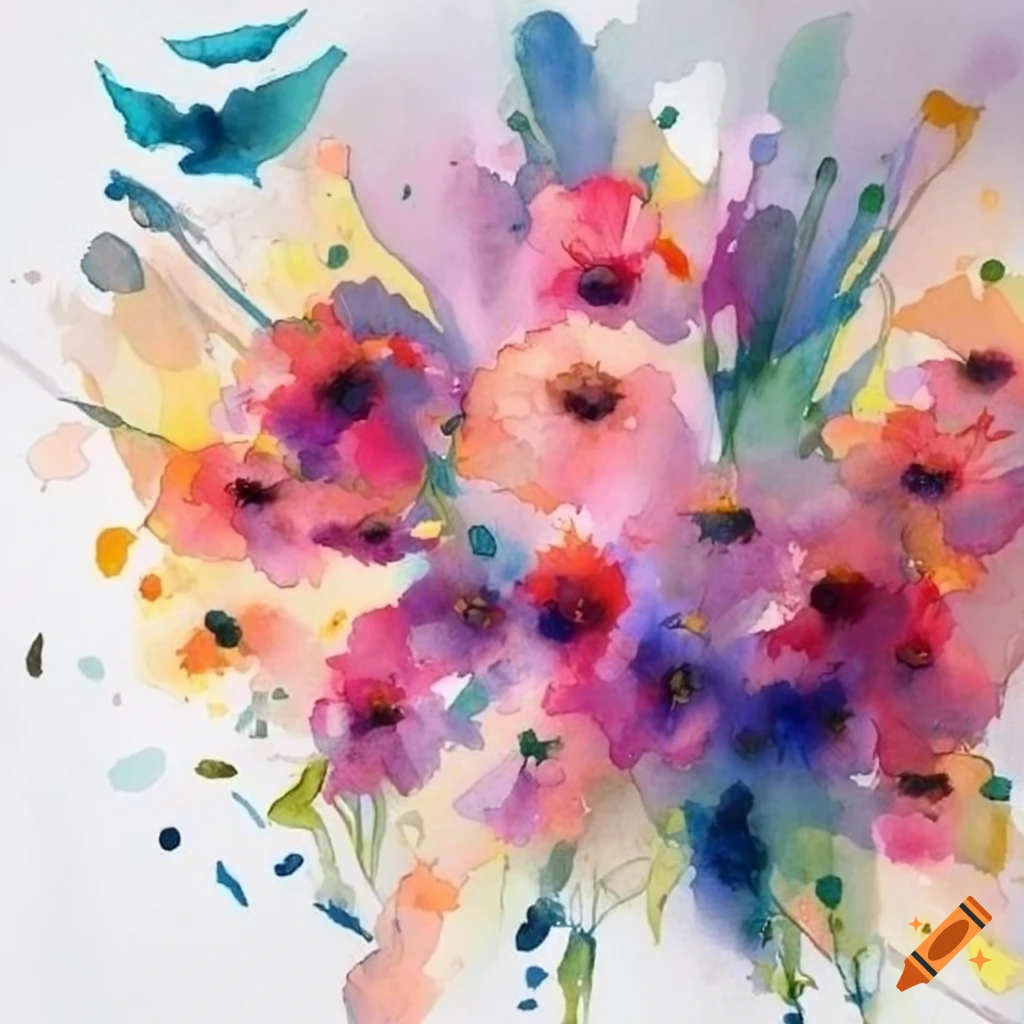 watercolor painting of flowers on white background