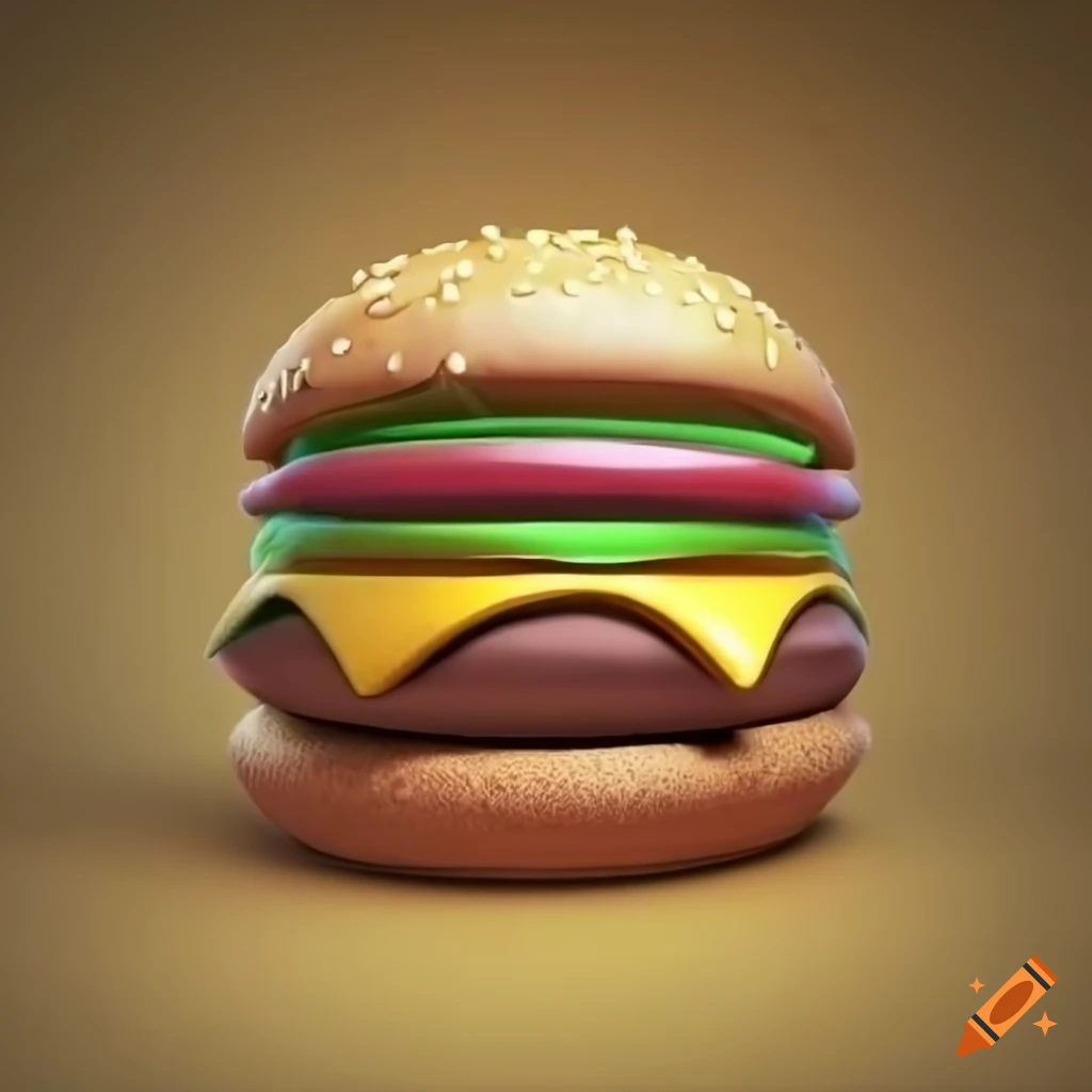3d render of a burger in a yellow room on Craiyon