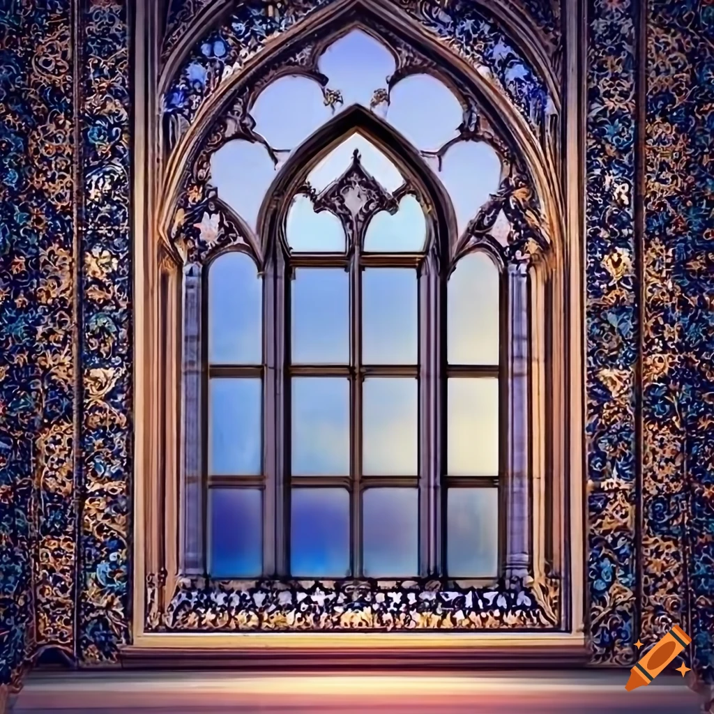 Gothic window with rococo pillars on Craiyon