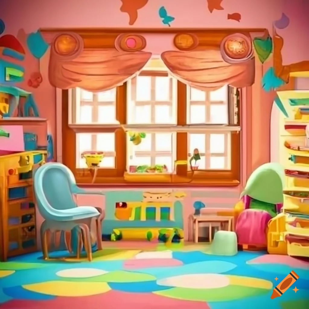 Charming playroom background for children's storybook on Craiyon