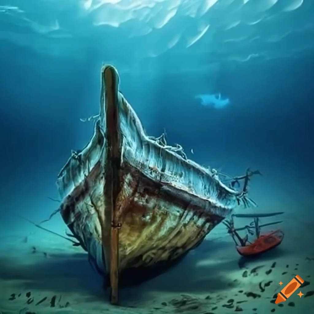 Image of a sinking broken boat on Craiyon