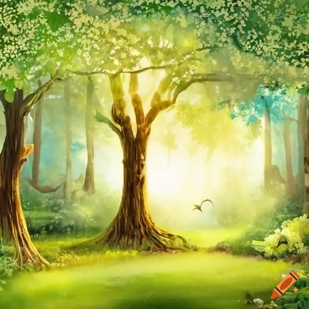 whimsical sunlit trees for a storybook