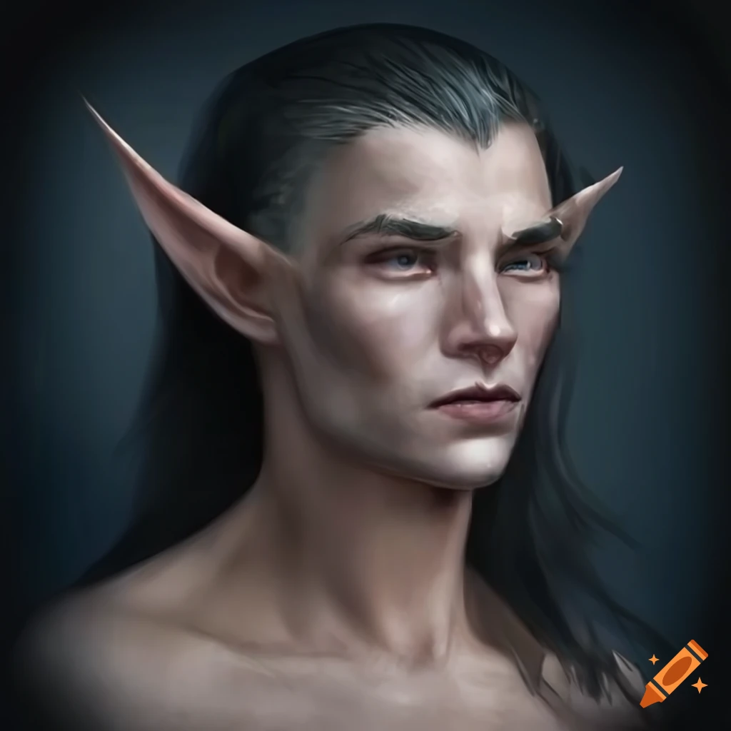 Portrait of a mature male moon elf on Craiyon