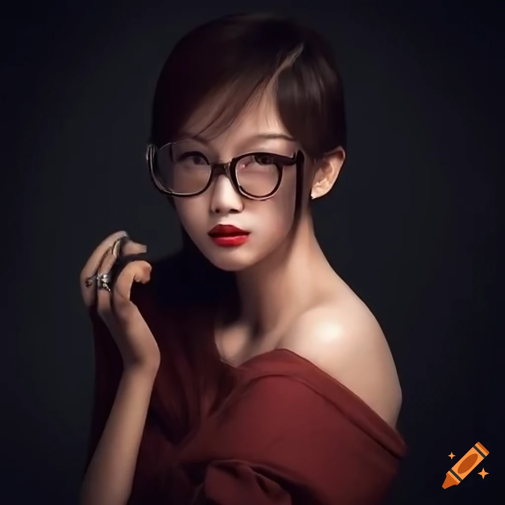 Portrait Of A Stylish Chinese Woman With Golden Glasses On Craiyon 8945