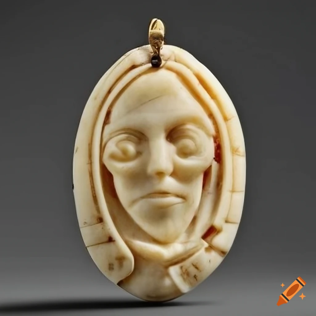 carved ivory pendant with circular ends