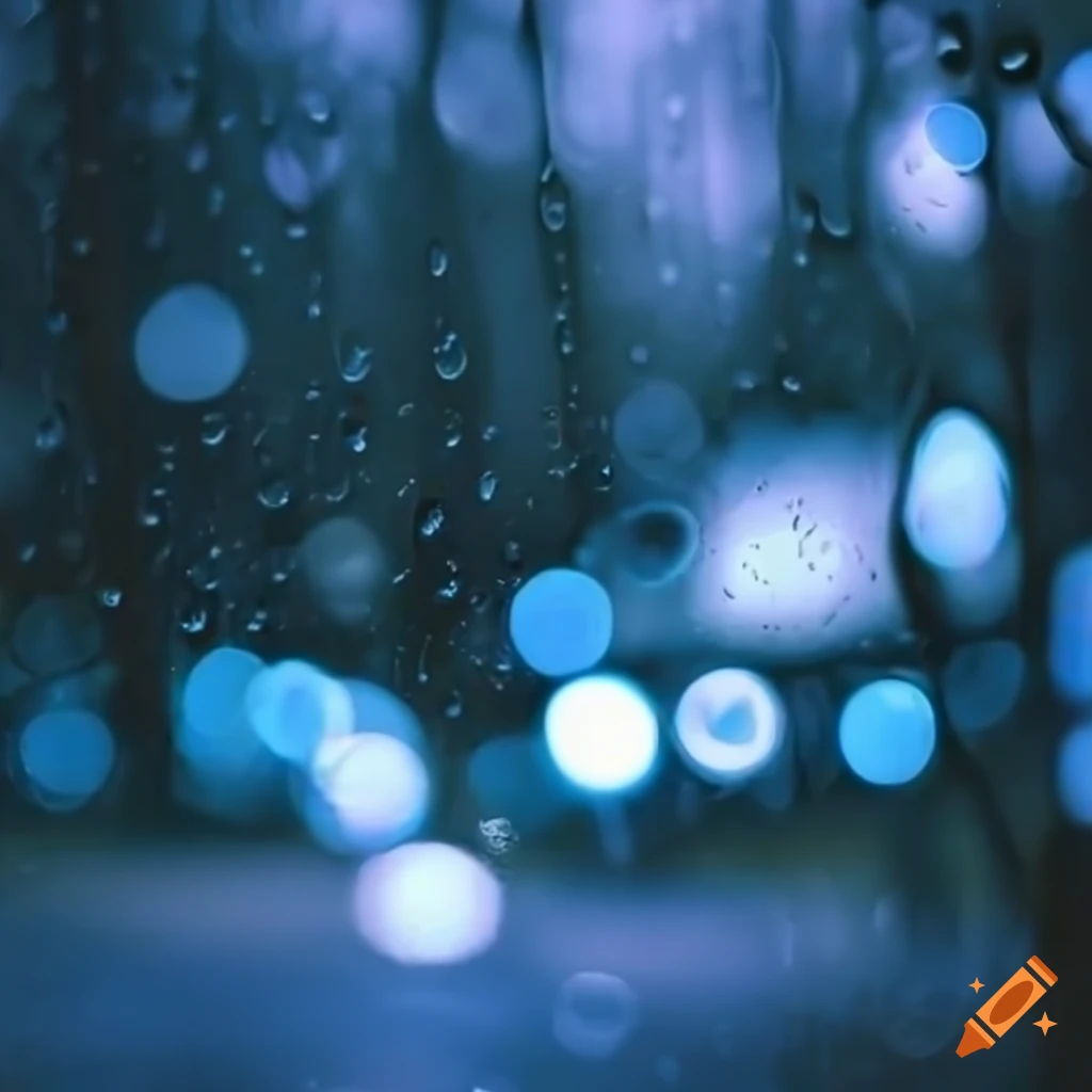 bokeh effect with light blue raindrops