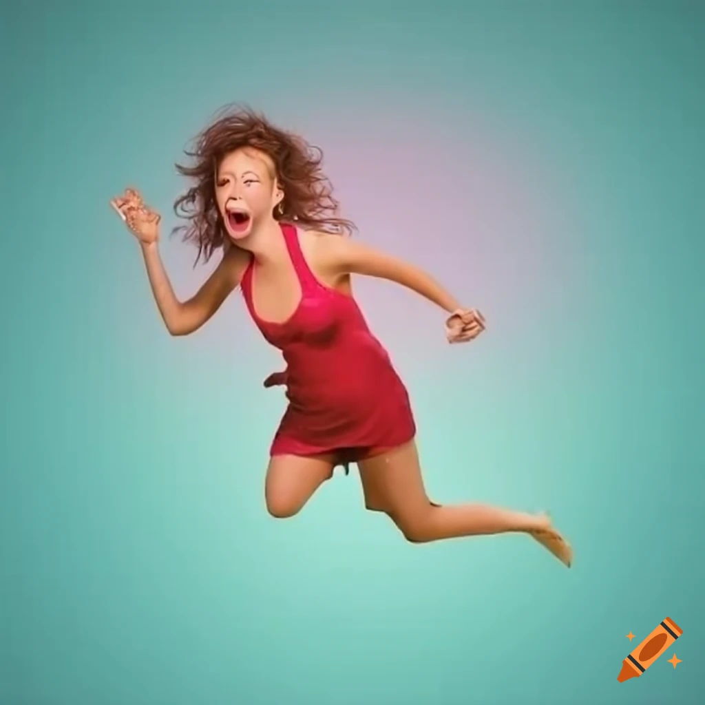 Successful Business Woman Jumping High