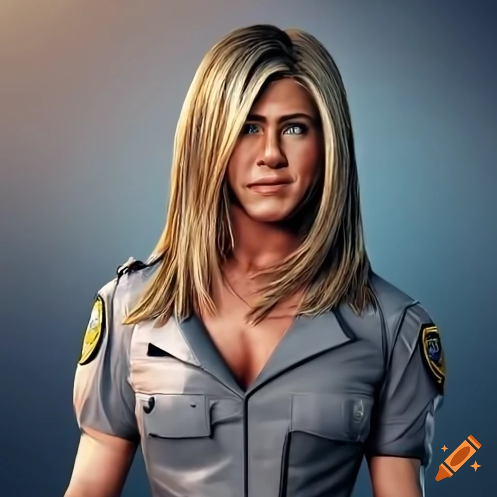 Hyperrealistic Police Photograph Of Jennifer Aniston As A Young Police bruce-forsyth-dressed-as-a-british-police-officer-on-craiyon