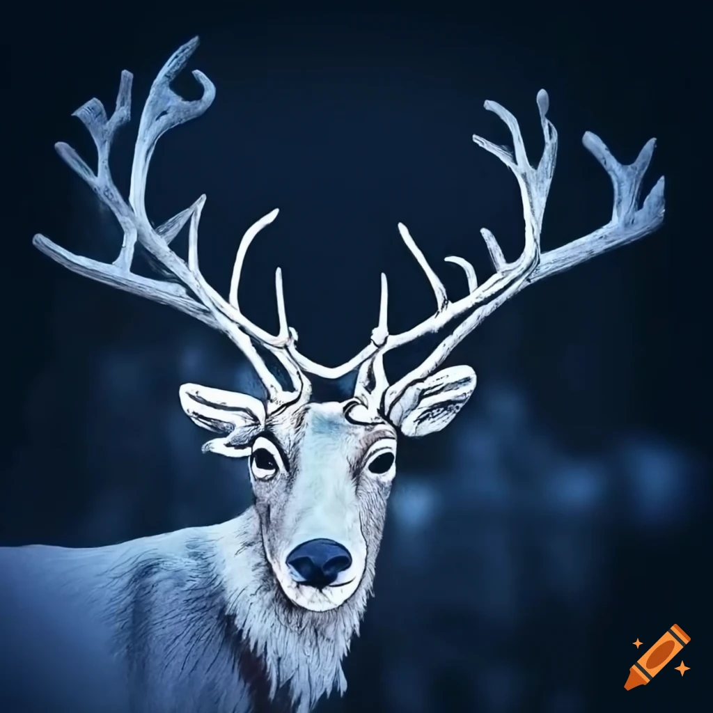 reindeer line drawing in Finnish Lapland
