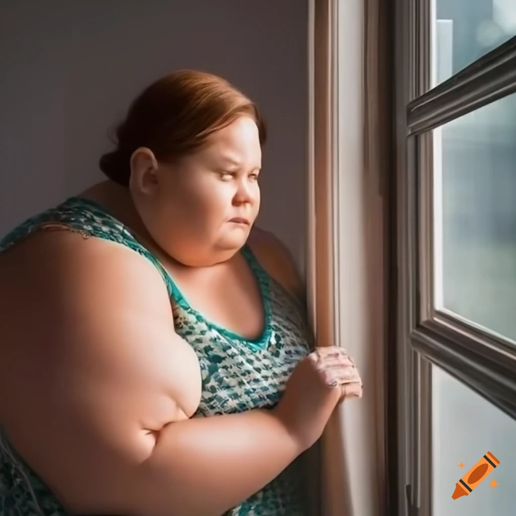 Portrait of a woman standing at a window on craiyon