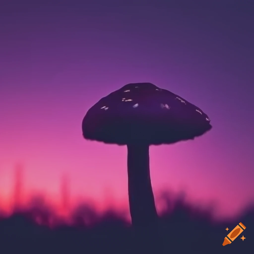 purple sunset with mushrooms