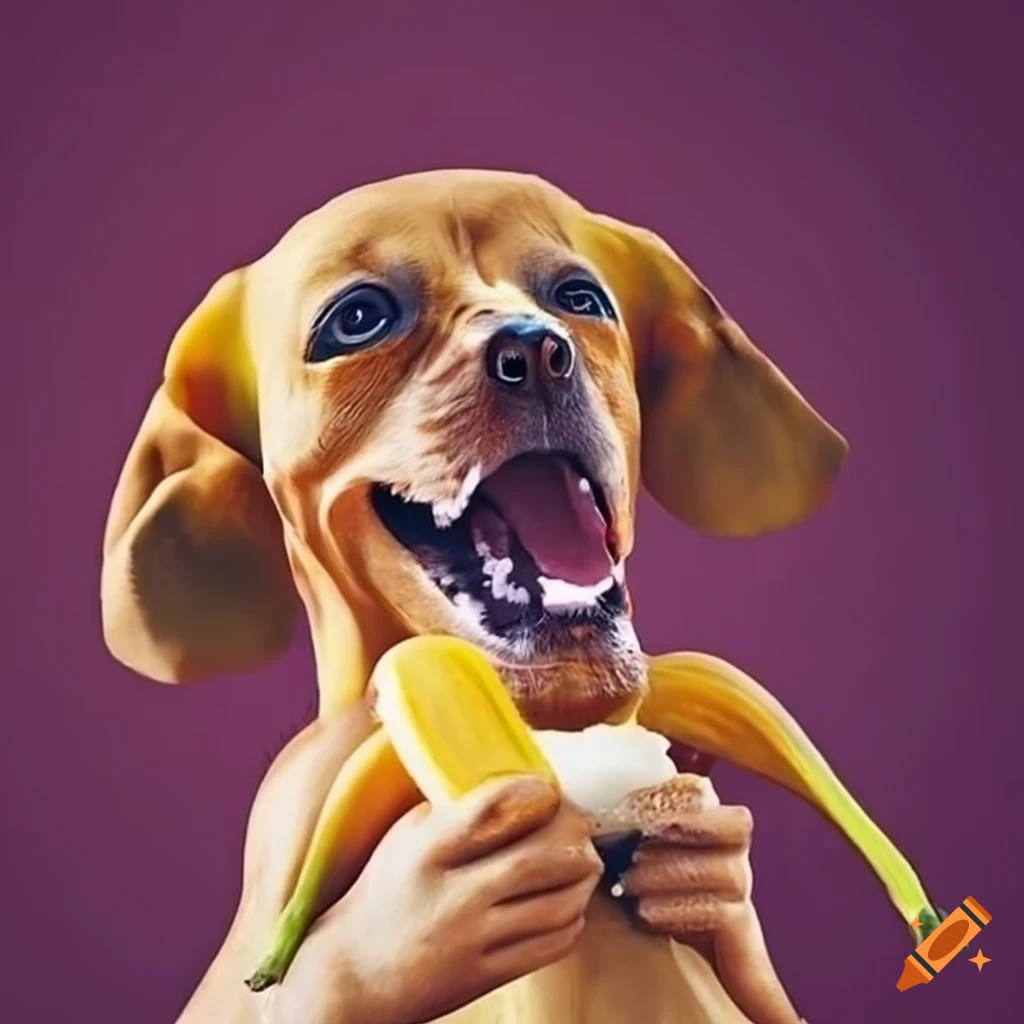 Dog eating a banana on Craiyon