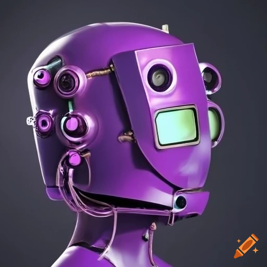Purple robot helmet on Craiyon