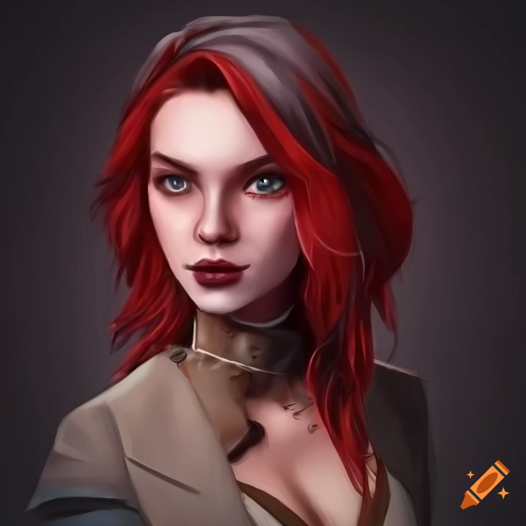 semi-realistic artwork of a 22-year-old superheroine with unique features
