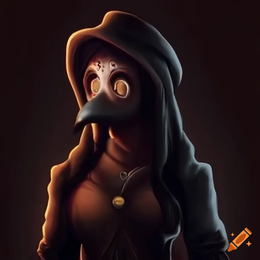 illustration of a cute female plague doctor