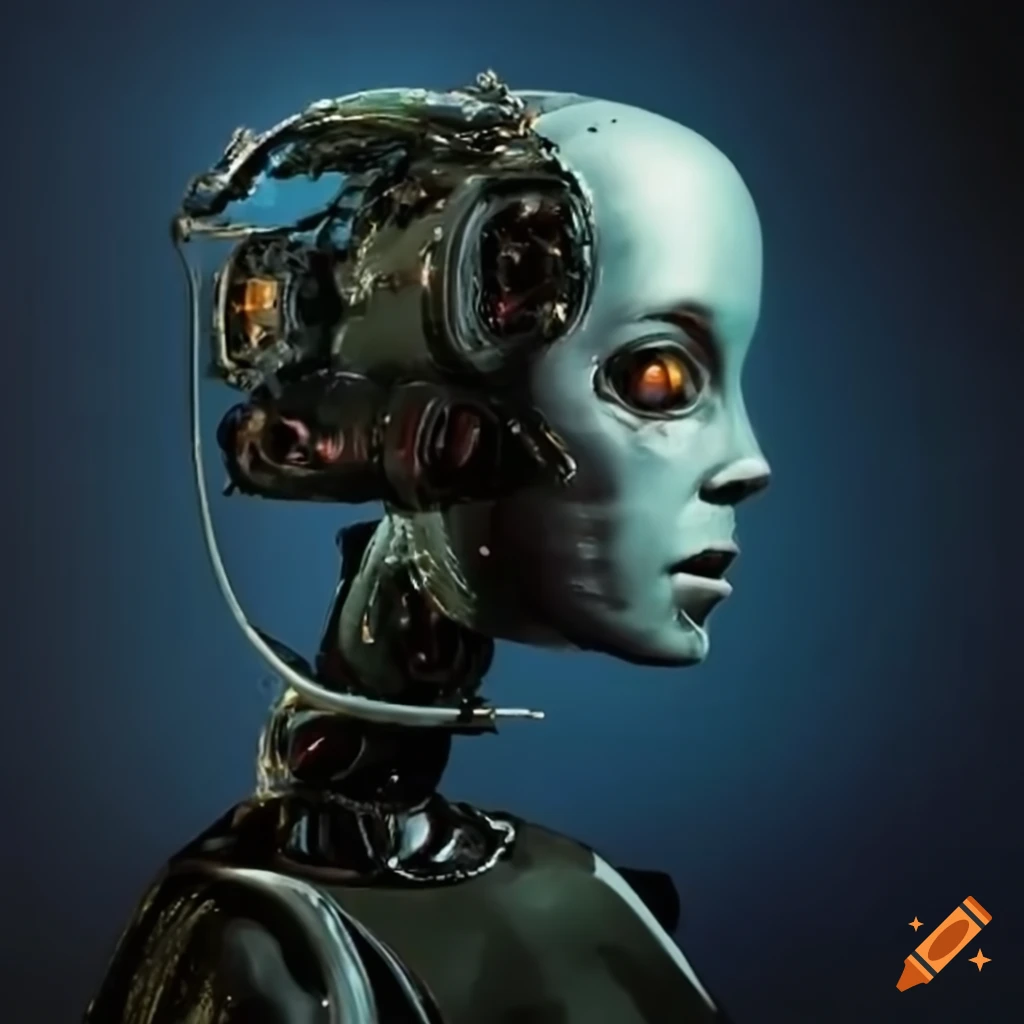 impressionist artwork of a robot head