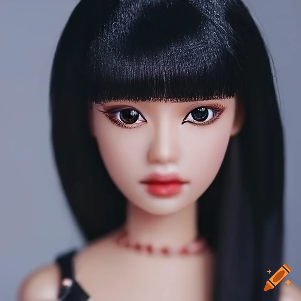 Photorealistic Asian Barbie Doll With Black Hair And Bangs On Craiyon